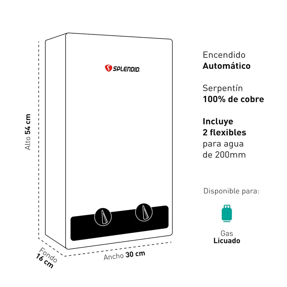calefon splendid 7 lts master g/licuado(600074520) - Imagen 3