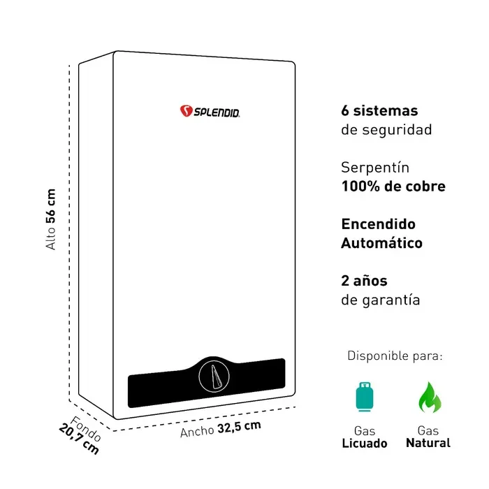 calefon splendid 10 lts master g/licuado(600052683 - Imagen 6