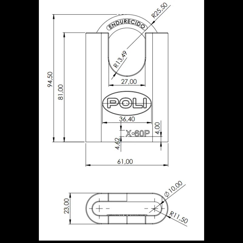 candado poli x60p mm c/hombros nis bt 157251 - Imagen 7