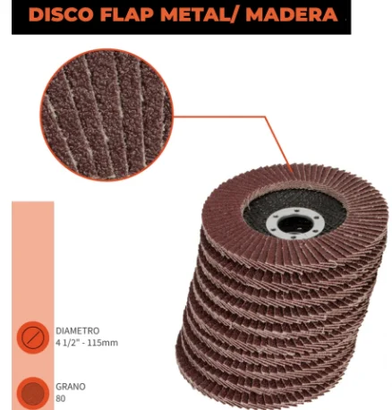 disco flap 4 1/2 acero y madera gr100 - Imagen 3