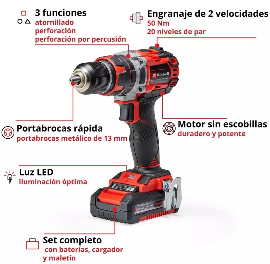 taladro percutor inal 2 bat 2,0 ah, cargad 4513940 - Imagen 12