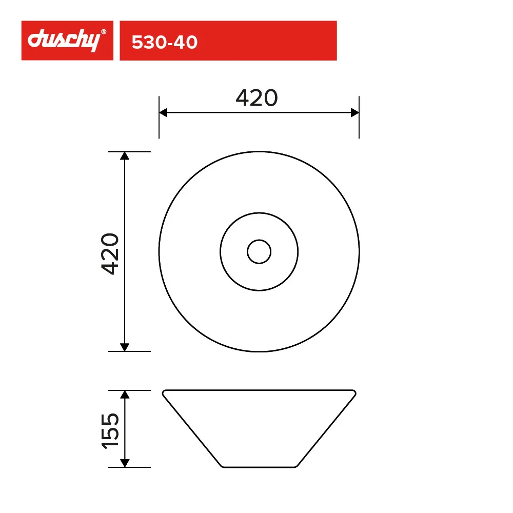 lavamanos loza 42x42x15.5 cm 530-40 cono duschy - Imagen 3