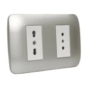 toma doble 10a + 10/16a plata blanco 5380118e