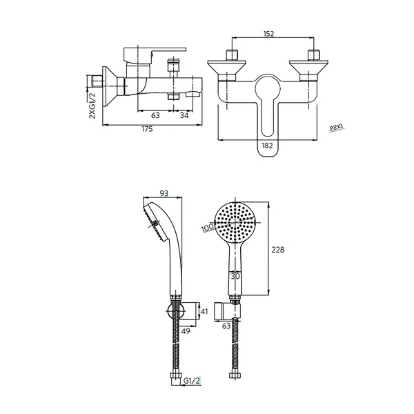monomando tina ducha arona negro onyx stretto - Imagen 3