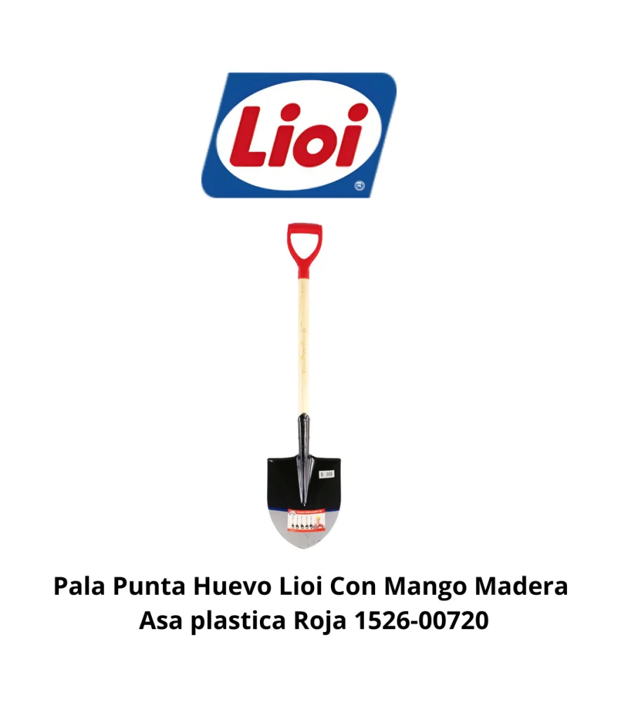 pala punta huevo mango madera asa rojo (152600720) - Imagen 3