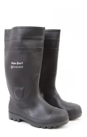 bota pvc punta y planta acero, negra, talla 39