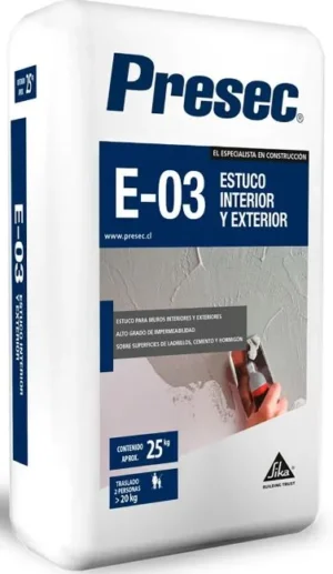 presec e03 estuco int y ext saco 25kg (63xpallet)