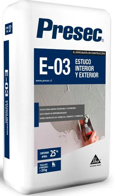 presec e03 estuco int y ext saco 25kg (63xpallet)