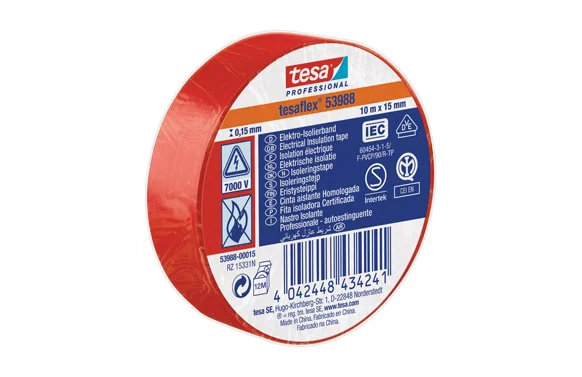 cinta electrica pro. roja 10 m x 15 mm (53988)tesa