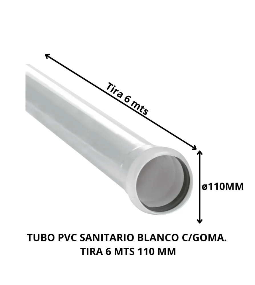 tubo pvc sanitario 110x6,0 blanco - Imagen 2